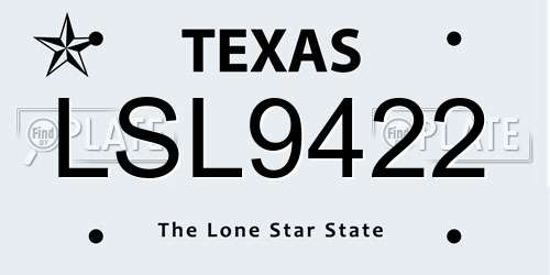 LSL9422 Texas License Plate