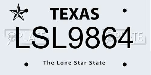 LSL9864 Texas License Plate