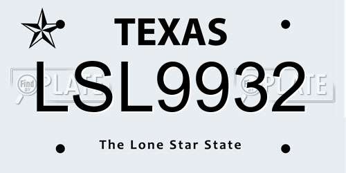 LSL9932 Texas License Plate