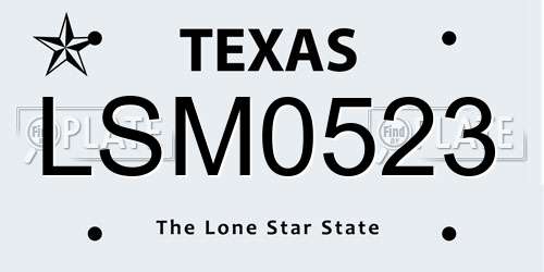 LSM0523 Texas License Plate