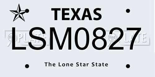 LSM0827 Texas License Plate