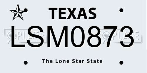 LSM0873 Texas License Plate