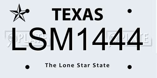 LSM1444 Texas License Plate