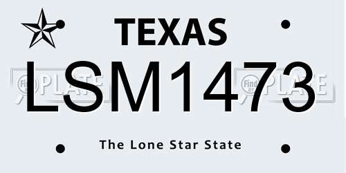 LSM1473 Texas License Plate