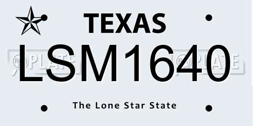 LSM1640 Texas License Plate