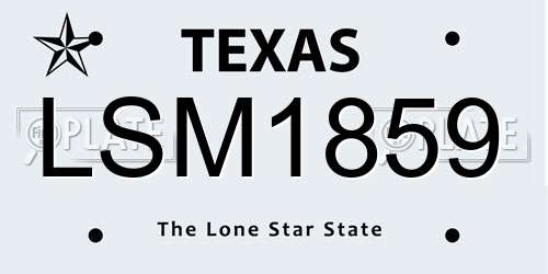 LSM1859 Texas License Plate