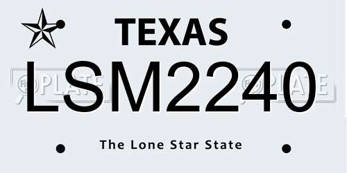 LSM2240 Texas License Plate