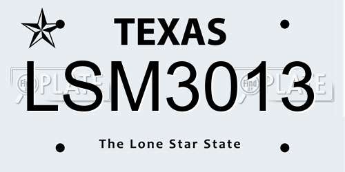 LSM3013 Texas License Plate