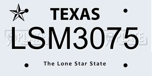 LSM3075 Texas License Plate