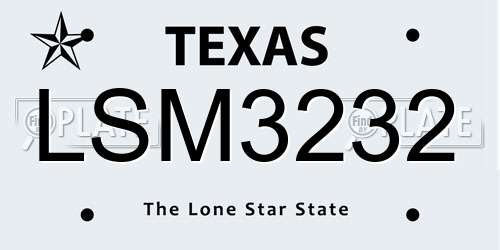 LSM3232 Texas License Plate