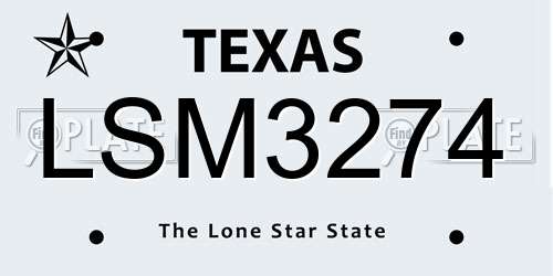 LSM3274 Texas License Plate