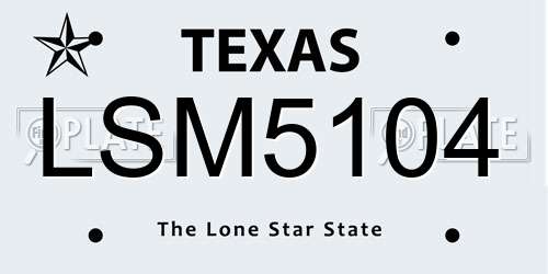 LSM5104 Texas License Plate