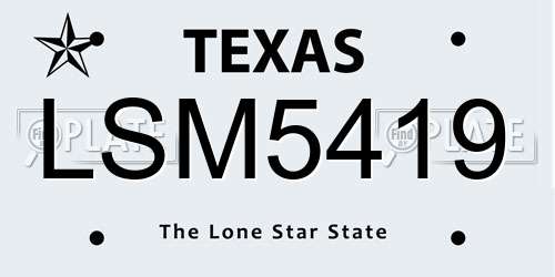LSM5419 Texas License Plate