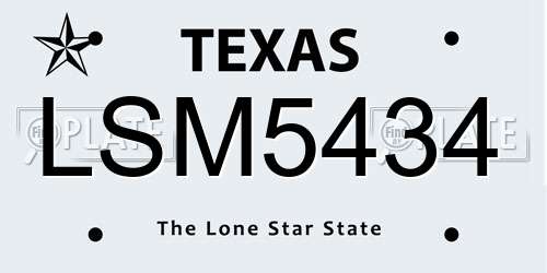 LSM5434 Texas License Plate