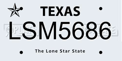 LSM5686 Texas License Plate