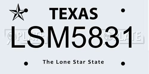 LSM5831 Texas License Plate