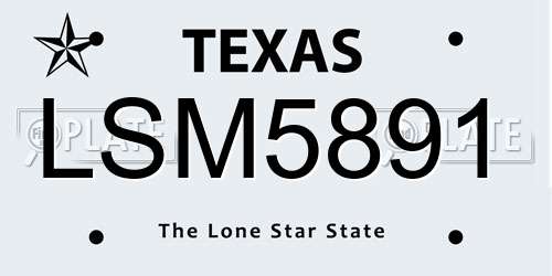 LSM5891 Texas License Plate