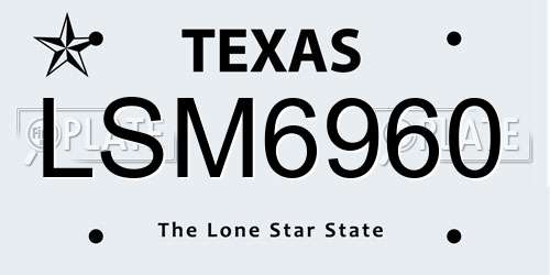 LSM6960 Texas License Plate