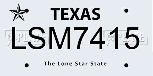 LSM7415 Texas License Plate
