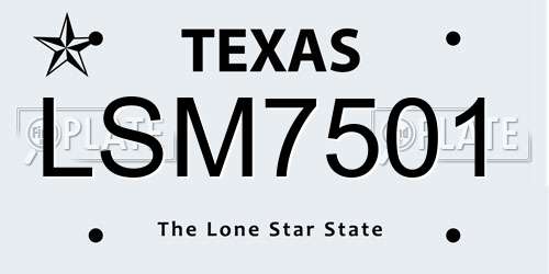 LSM7501 Texas License Plate