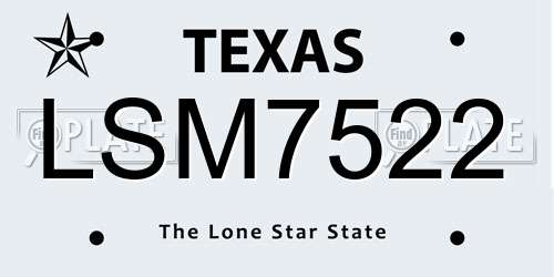 LSM7522 Texas License Plate