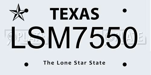 LSM7550 Texas License Plate
