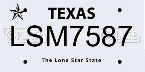 LSM7587 Texas License Plate