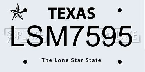 LSM7595 Texas License Plate