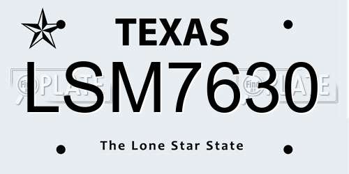 LSM7630 Texas License Plate