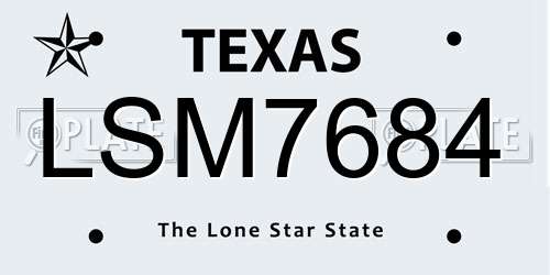 LSM7684 Texas License Plate