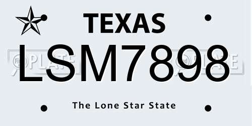 LSM7898 Texas License Plate