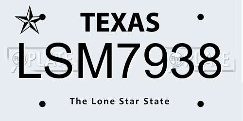LSM7938 Texas License Plate