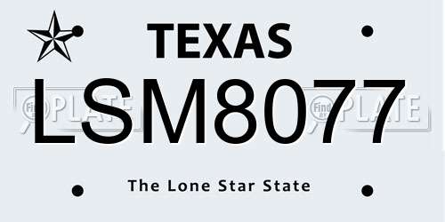 LSM8077 Texas License Plate