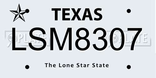 LSM8307 Texas License Plate
