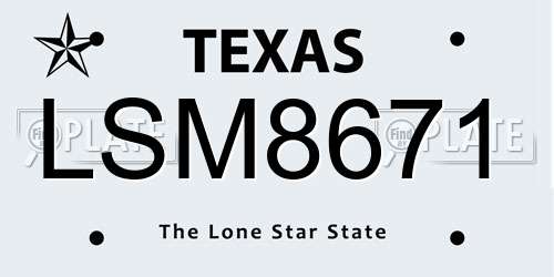 LSM8671 Texas License Plate