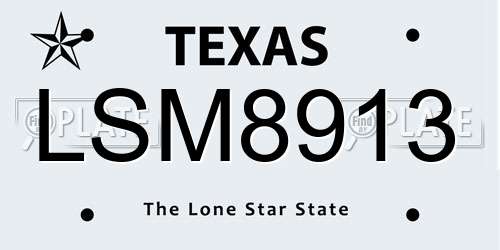 LSM8913 Texas License Plate