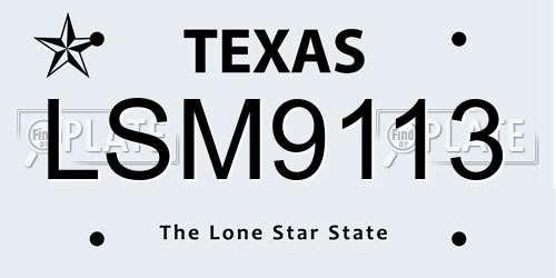 LSM9113 Texas License Plate