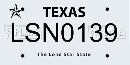 LSN0139 Texas License Plate