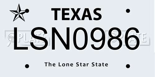 LSN0986 Texas License Plate
