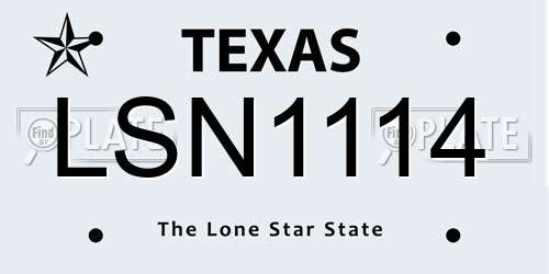 LSN1114 Texas License Plate