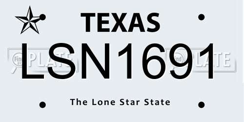 LSN1691 Texas License Plate