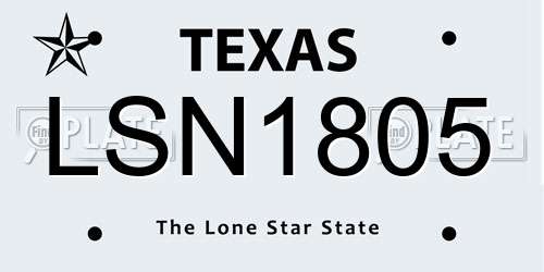 LSN1805 Texas License Plate