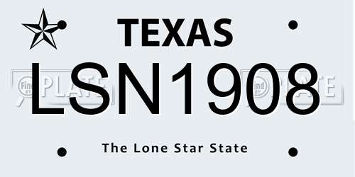 LSN1908 Texas License Plate