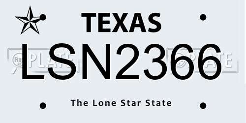 LSN2366 Texas License Plate