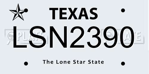 LSN2390 Texas License Plate