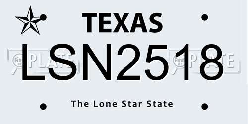 LSN2518 Texas License Plate