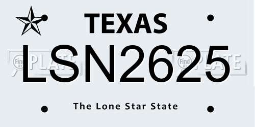 LSN2625 Texas License Plate
