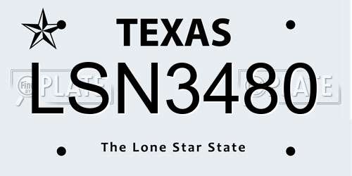 LSN3480 Texas License Plate