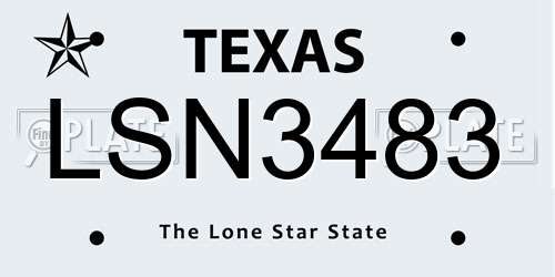 LSN3483 Texas License Plate
