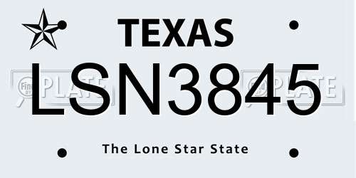 LSN3845 Texas License Plate